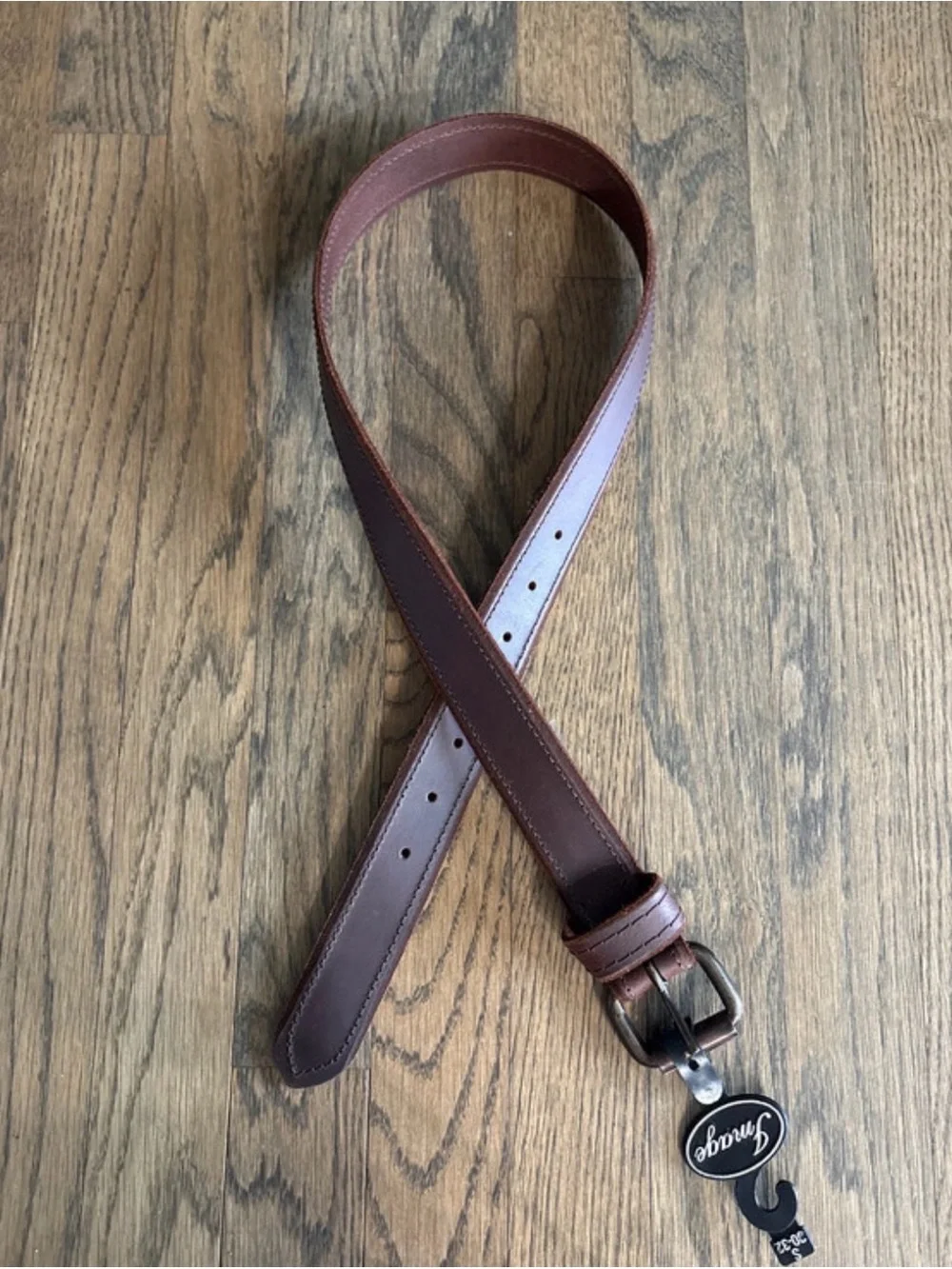 Drafted Brown Leather Casual Belt with Antique Buckle